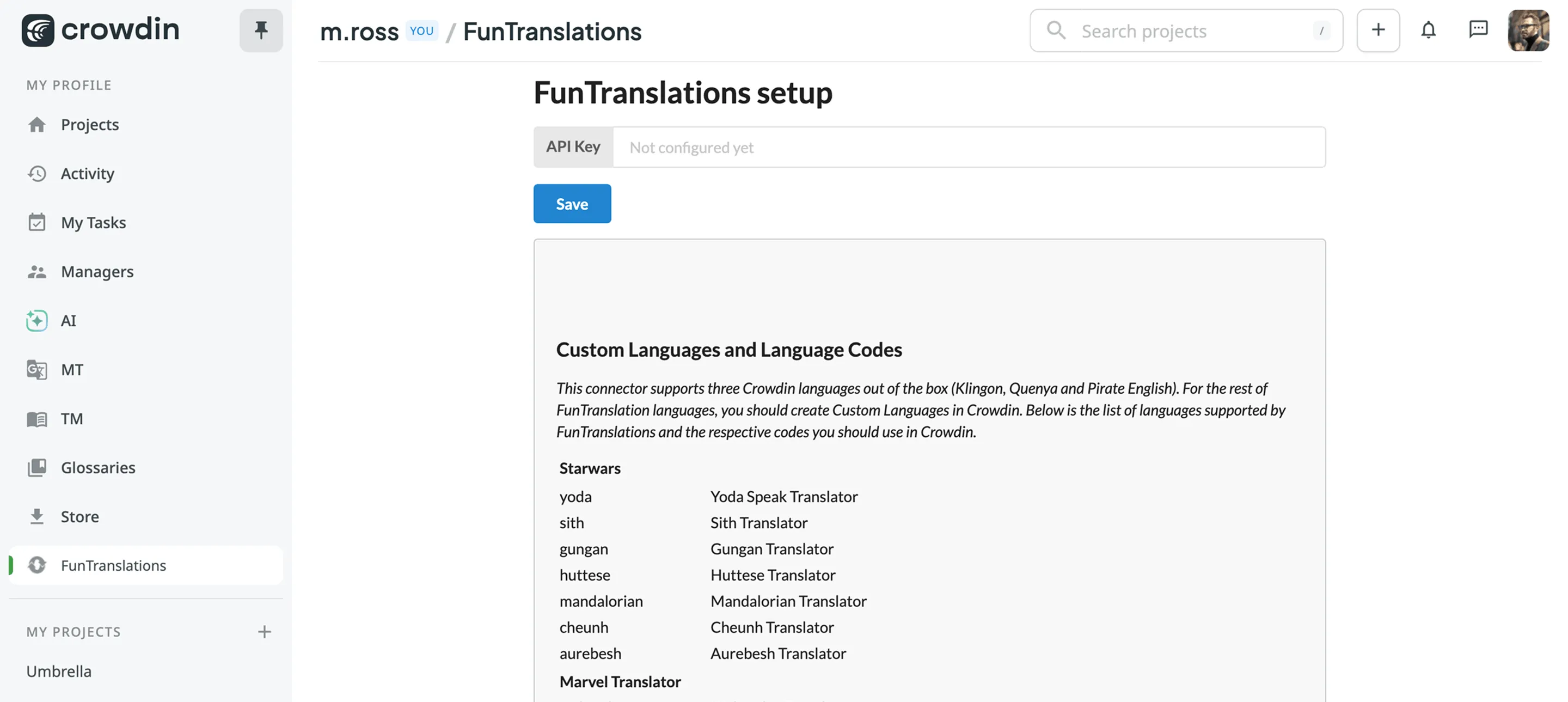 Profile Menu Module
