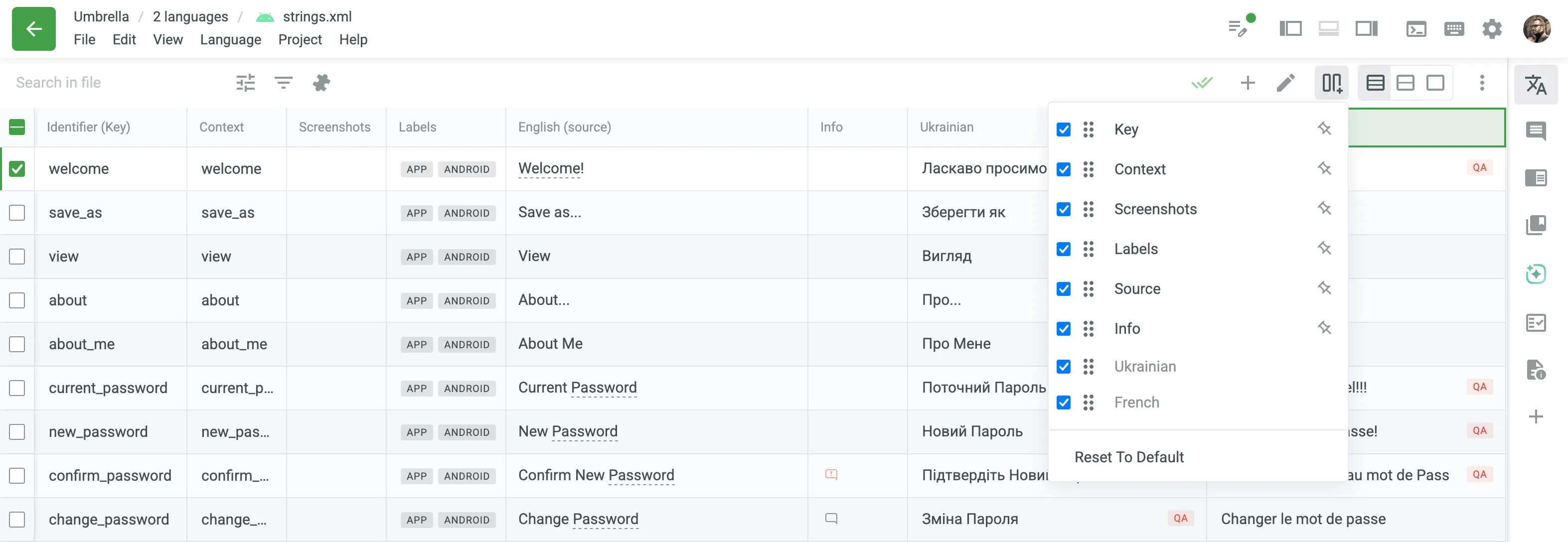 Multilingual Mode Grid View